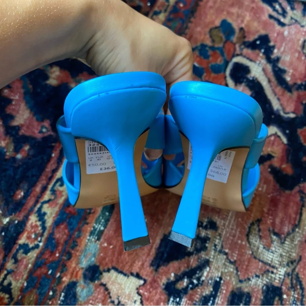 Topshop Skyla blue two strap slide sandal - Picture 7 of 11